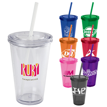 16 oz Translucent Acrylic Cup with Straw